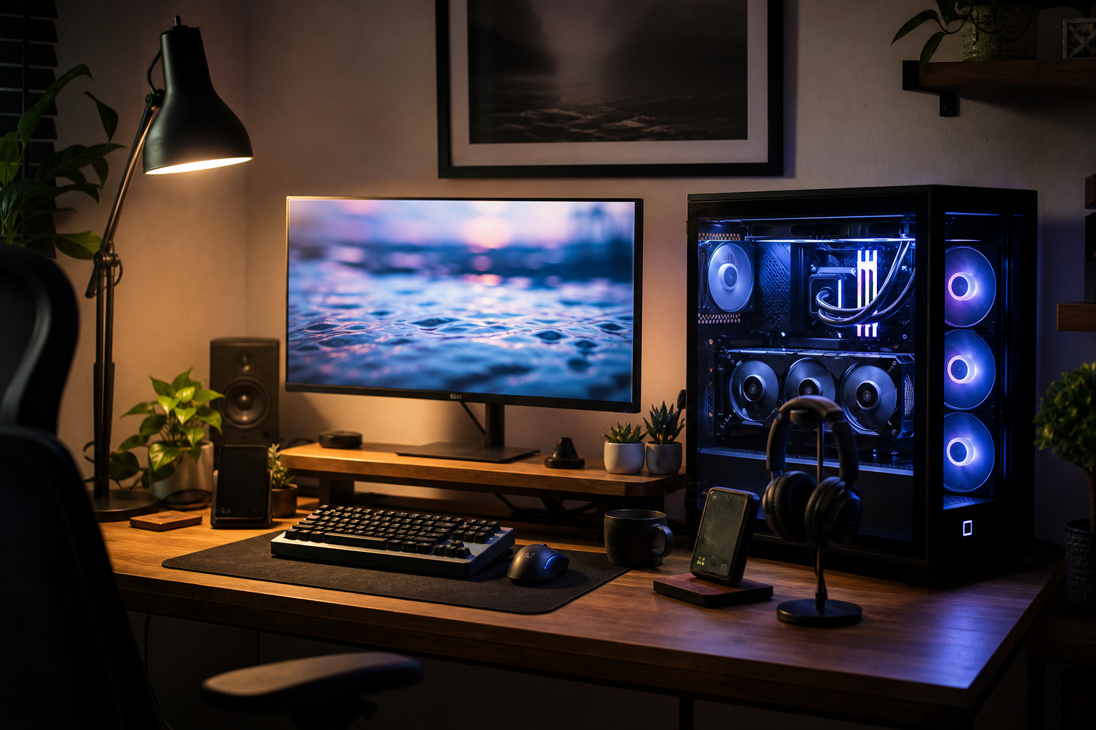 Workstation PC with a GPU serving inference at a desk