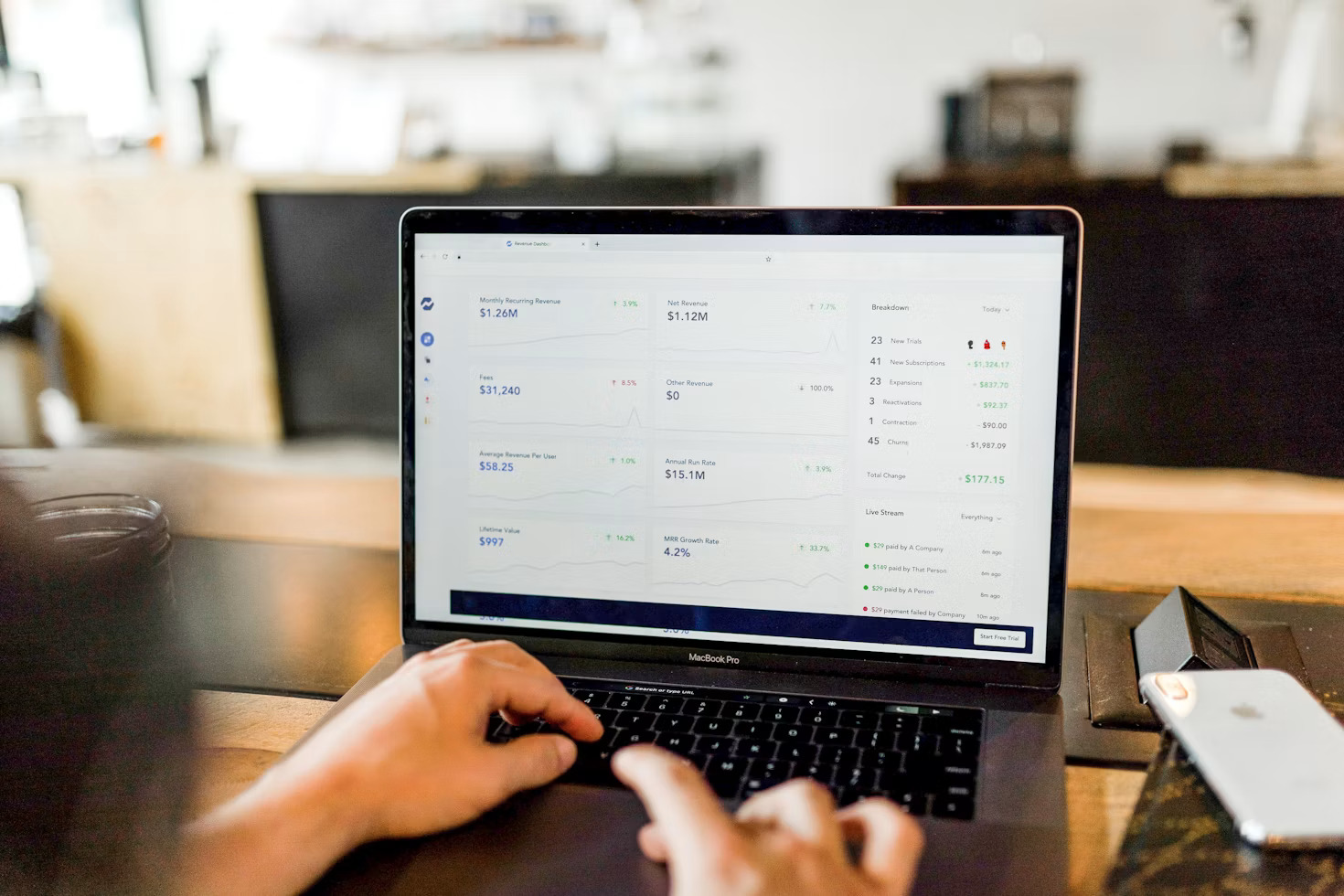 Laptop showing usage metrics and spend analytics